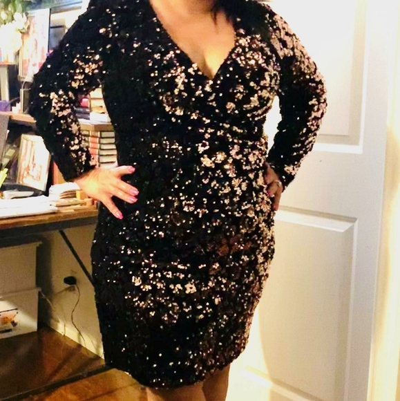 Julie Jordan Animal Print Sequin Dress 